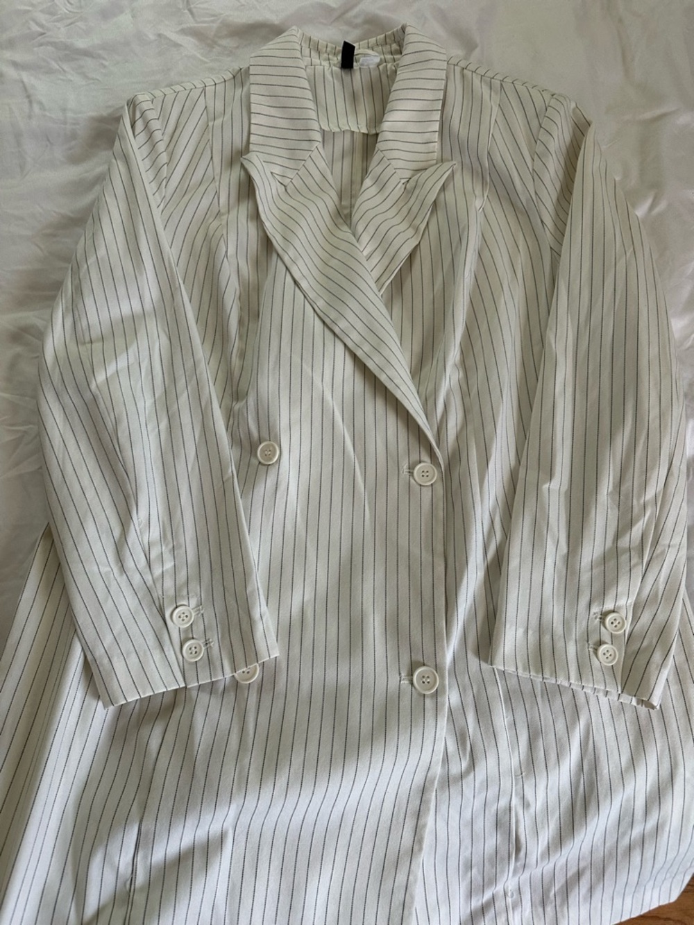 White Pinstripe Double-Breasted Blazer dress